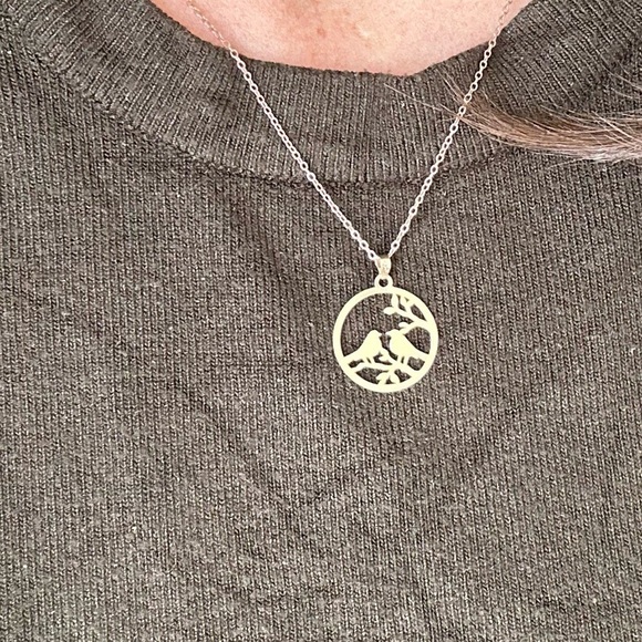 Rose Gold Love Birds Necklace - Picture 3 of 8